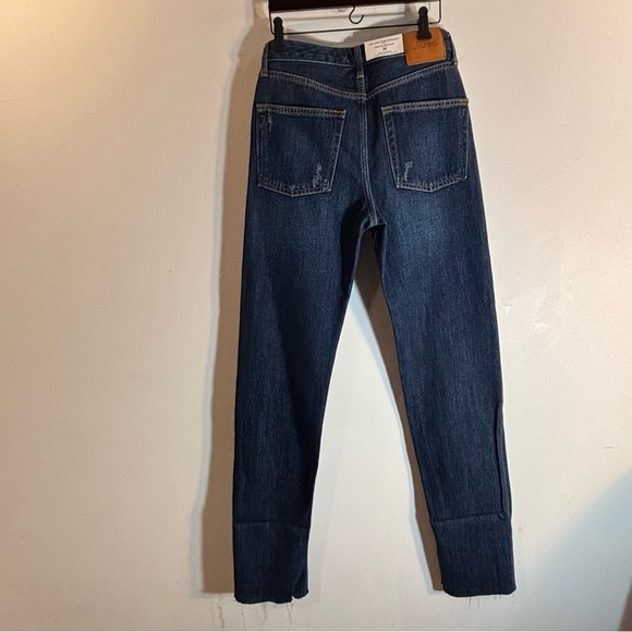 ZARA Sz 2 The High Rise Straight Samurai Selvedge Distressed Button Fly NEW - Picture 12 of 14